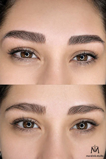 Eyebrow Microblading — Before & After — permanent makeup by Maral at Maralink Studio, Richmond Hill
