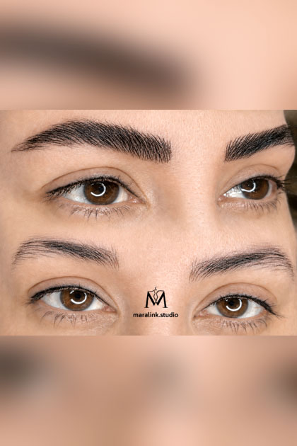 Microbladed Eyebrows — Before & After — permanent makeup by Maral at Maralink Studio, Richmond Hill